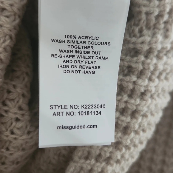 NWT Missguided | Off The Shoulder Waffle Knit Jumper Sweater in Stone - Size 6/8 - Picture 9 of 9